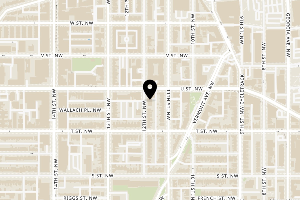 Map showing the location of Barkada Wine Bar on 1939 12th St NW in Washington